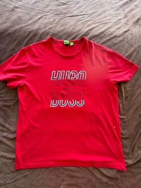 Hugo Boss Red Short-Sleeve Logo Tee